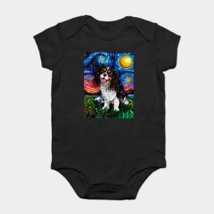 Tri Color Cavalier King Charles Spaniel Night Baby Bodysuit